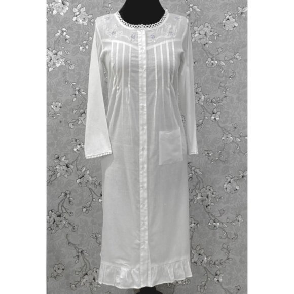 SoieRose SR-1216 Victorian Cotton Nightgown – Embroidered Front & Ruffle Hem - Picture 1 of 8